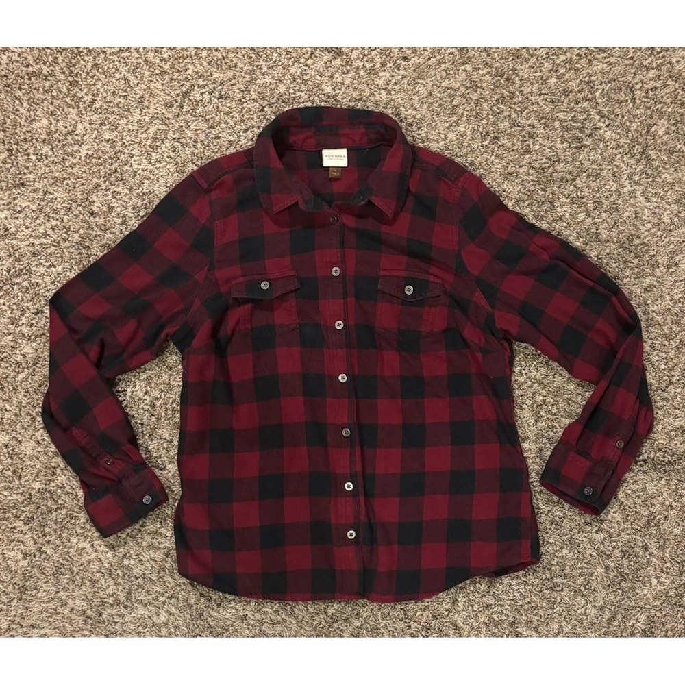 Sonoma Flannel Button Down Long Sleeve Shirt Plaid Black And Red Women’s L
